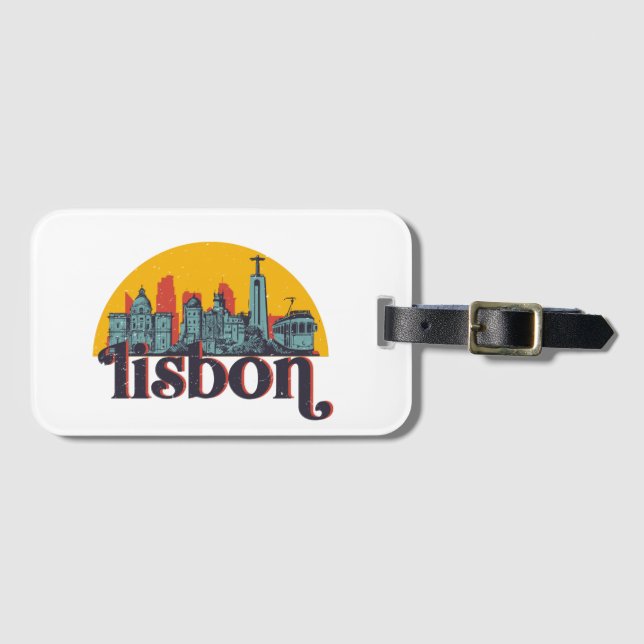 City Skyline Retro Cityscape Art Bagagebricka (Framsida horisontal)