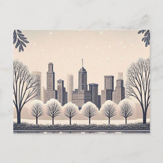 City Skyline Sage Grön Bröllopsinbjudan Vykort