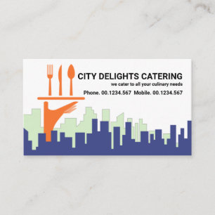 City Skyline Servitör Service Hand Catering Visitkort