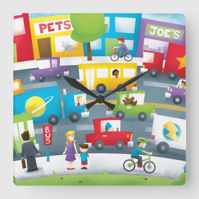 City Street Fyrkantig Klocka (Framsida)