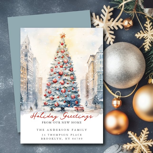 City Street Jul Ny adresskungörelse Meddelande (Skapare uppladdad)