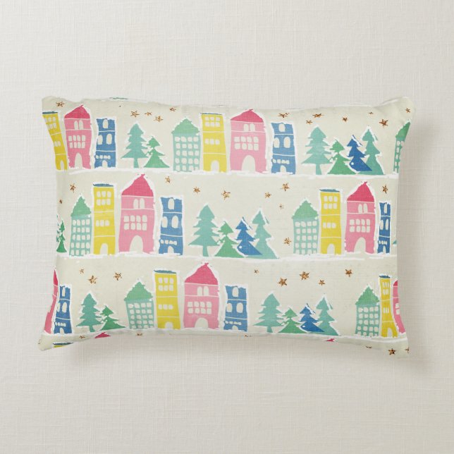 City Street light-bakgrund, grönt ombre rand Prydnadskudde (Baksidan)