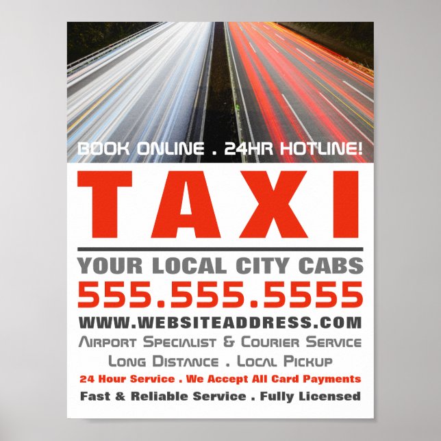 City Street Ljus, Taxi Cab Firm Advertising Poster (Framsidan)
