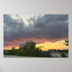 City Sunset med moln Poster