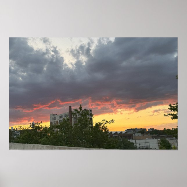 City Sunset med moln Poster (Framsidan)