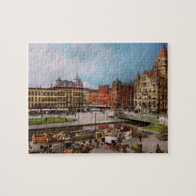 City - Syracuse NY - The Clinton Square Canal 1905 Pussel (Horisontell)