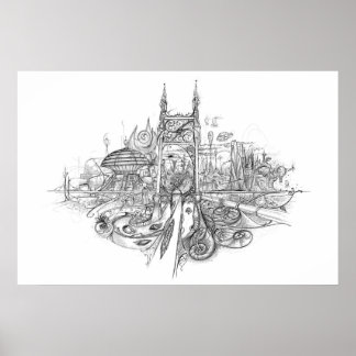 City Teckning Poster