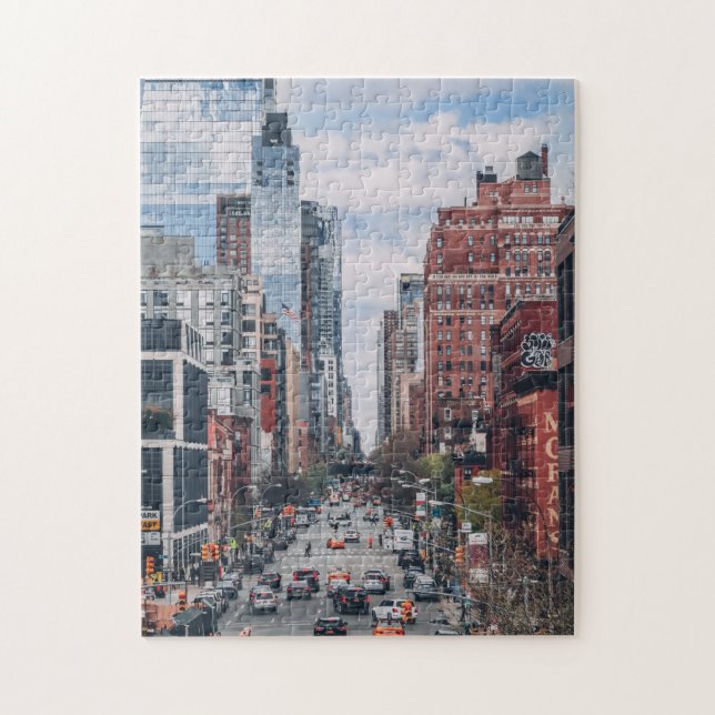 City Traffic & Byggnad Scenia Puzzles Jigszz Puzz Pussel (Vertikal)