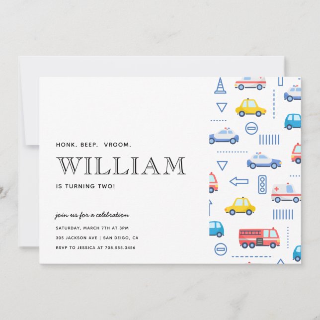 City Transport Lastbil andra Födelsedagsfesten Inbjudningar (Framsida)