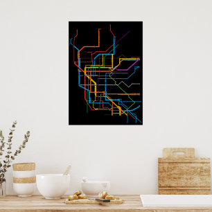 City tunnelbanan karta poster