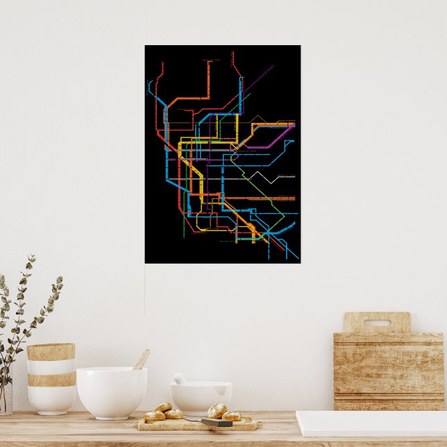City tunnelbanan karta poster (Kök)