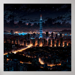 City view at night poster