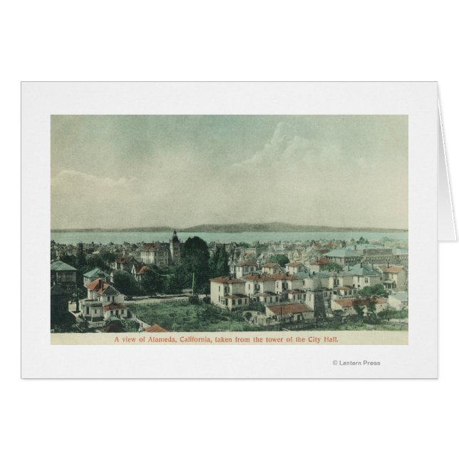 City View från City Hall TowerAlameda, CA Hälsningskort (Framsidan Horizontal)