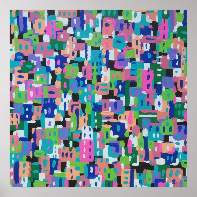 City View vid Nattmålning av Abstrakt Poster (Framsidan)