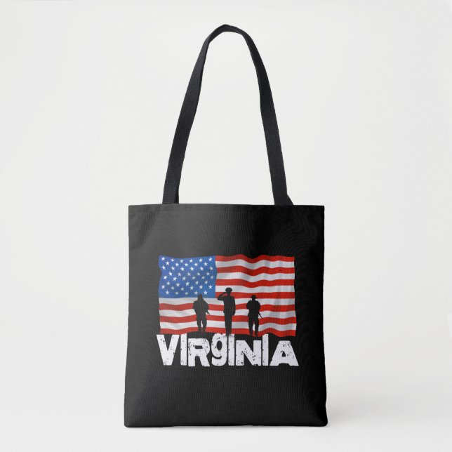 City Virginia American Flagga Tote Bag Tygkasse (Framsida)