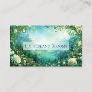 City White Rose Blommor och Sunny Mountain Valley Visitkort