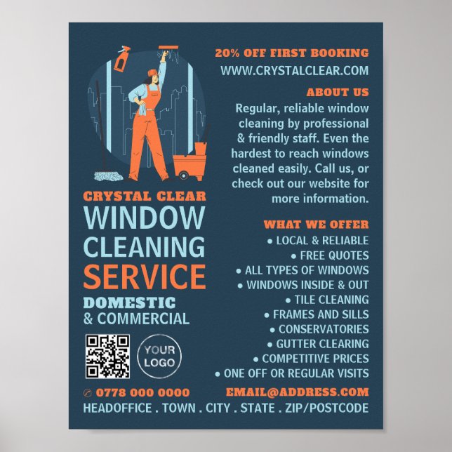 City Windows, Windows Cleaner, Städning Service Poster (Framsidan)