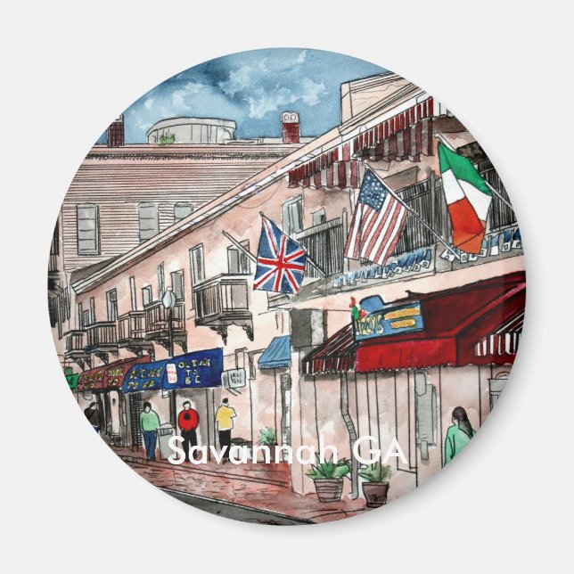 Cityscape-arkitektur historisk konst, Savannah GA Magnet (Framsidan)