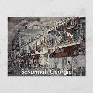 Cityscape-arkitektur historisk konst, Savannah.. Vykort