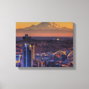 Cityscape beskådar av Seattle i city, fotboll Canvastryck