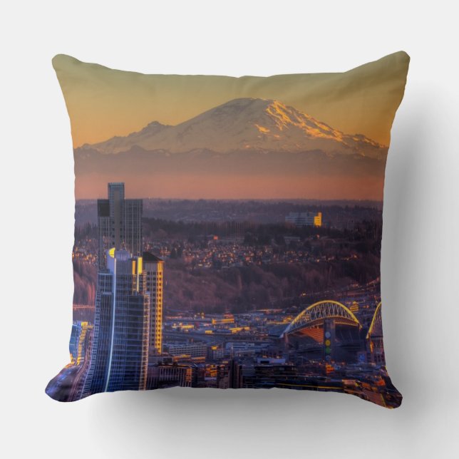 Cityscape beskådar av Seattle i city, fotboll Kudde (Framsida)