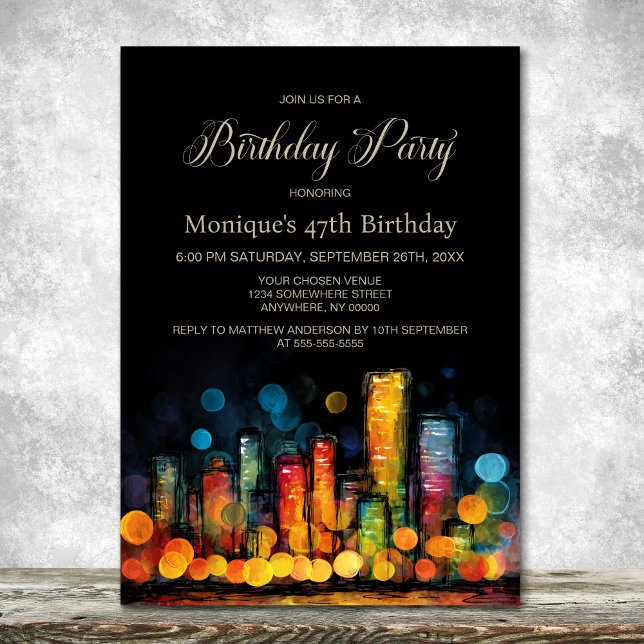Cityscape Birthday Party Inbjudningar (Skapare uppladdad)