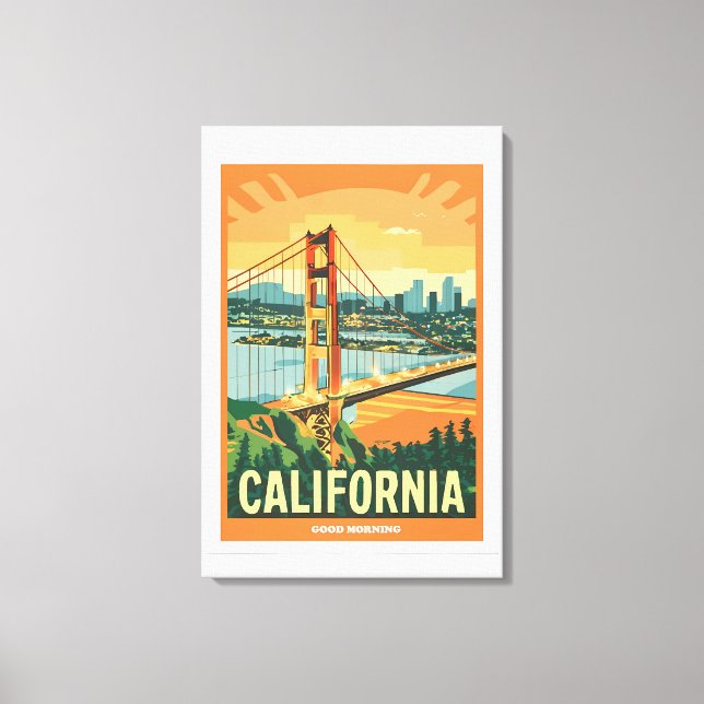 Cityscape California Öga-Catching Vector Design Canvastryck (Framsida)