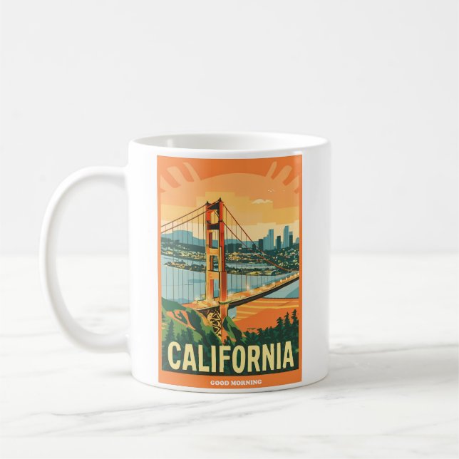 Cityscape California Öga-Catching Vector Design Kaffemugg (Vänster)