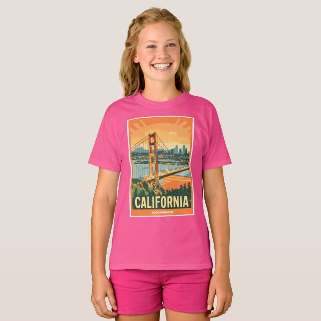 Cityscape California Öga-Catching Vector Design T Shirt (Hel framsida)