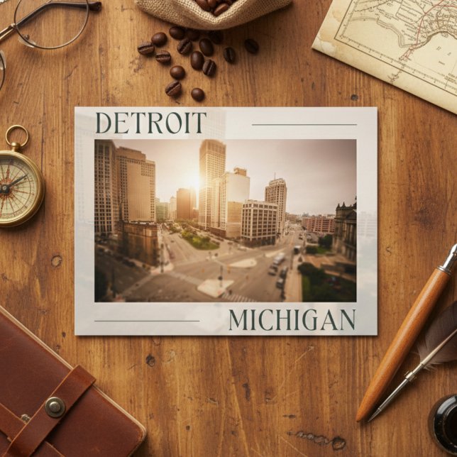 Cityscape Charm: Detroits Impression Vykort (Detroit's Impressions Postcard)