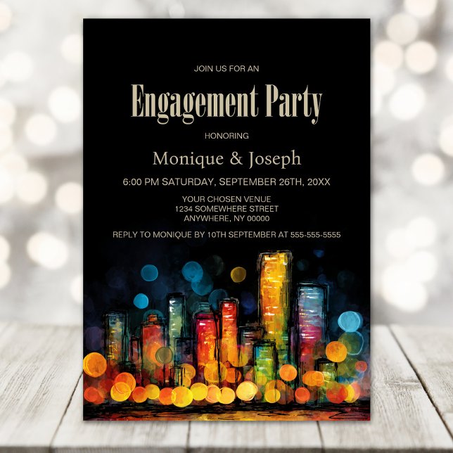 Cityscape Engagement Party Inbjudningar (Skapare uppladdad)