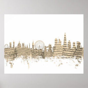 Cityscape för London England horisontnotblad Poster