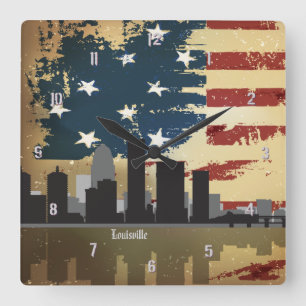 CityScape för Louisville KY amerikanstäder tar t Fyrkantig Klocka