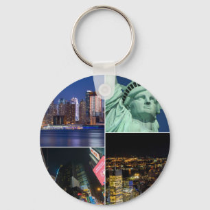 Cityscape för New York City NYC collagefoto Nyckelring
