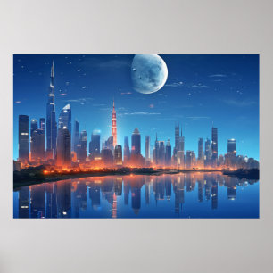 Cityscape Futuristiska Modern liggande Poster