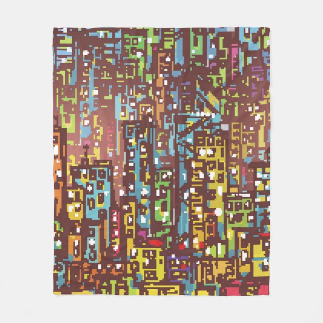Cityscape hand plockade illustration,gata,ort,s fleecefilt (Framsidan)