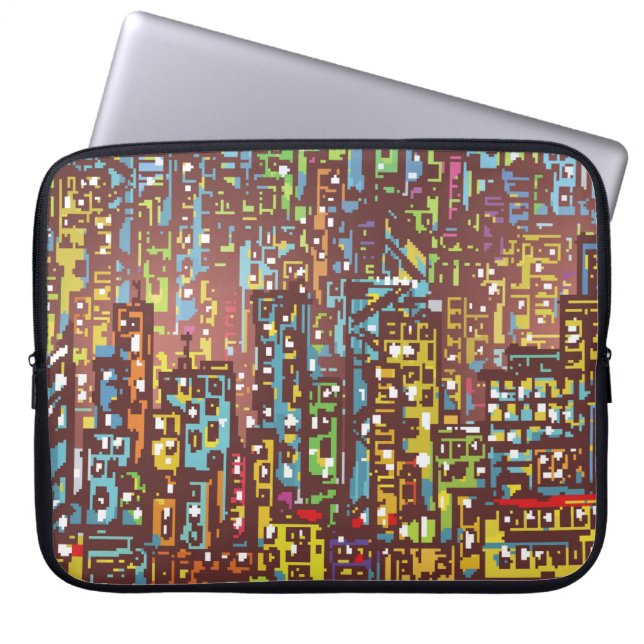 Cityscape hand plockade illustration,gata,ort,s laptop fodral (Framsidan)