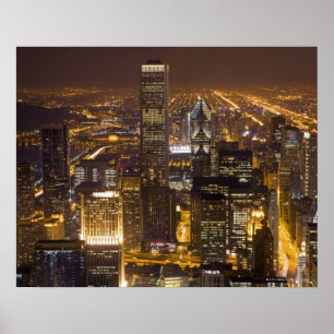 Cityscape i centrala Chicago Poster