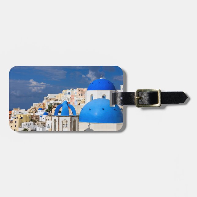 Cityscape i Santorini, Grekland Bagagebricka (Horisontell Framsida)