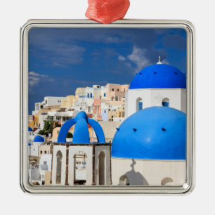Cityscape i Santorini, Grekland Julgransprydnad Metall