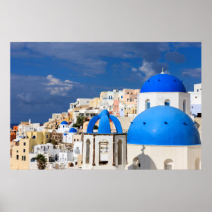 Cityscape i Santorini, Grekland Poster