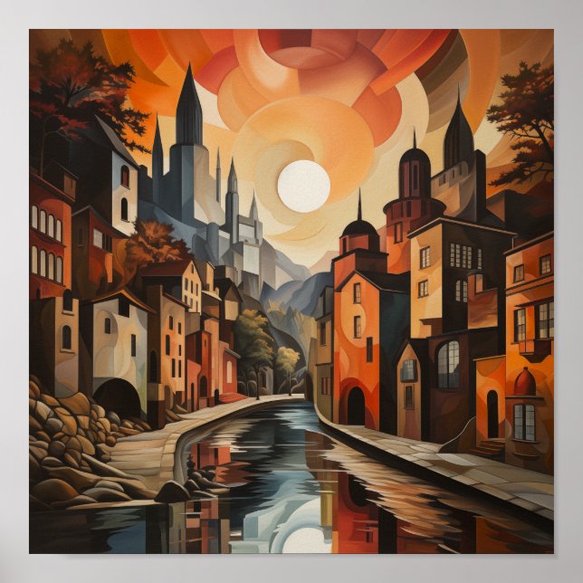 Cityscape i varma toner poster (Framsidan)