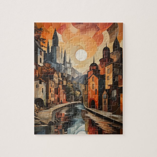 Cityscape i Warm Tones Puzzle Pussel (Vertikal)