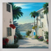 Cityscape-målning för sjösidan