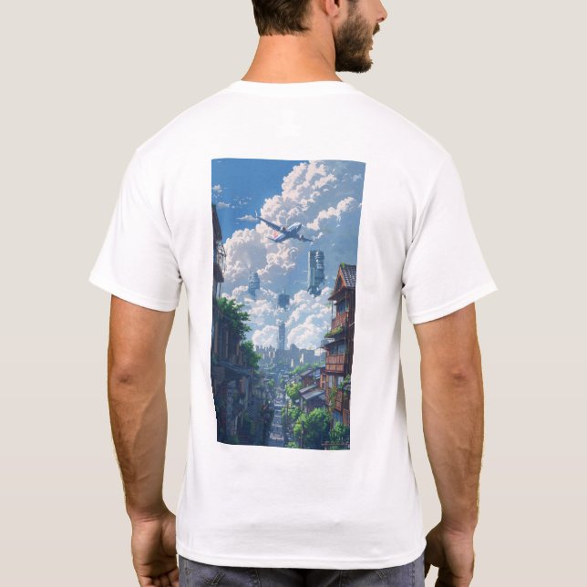Cityscape med ett enda flygplan - Urban Wanderlus T Shirt (Baksida)