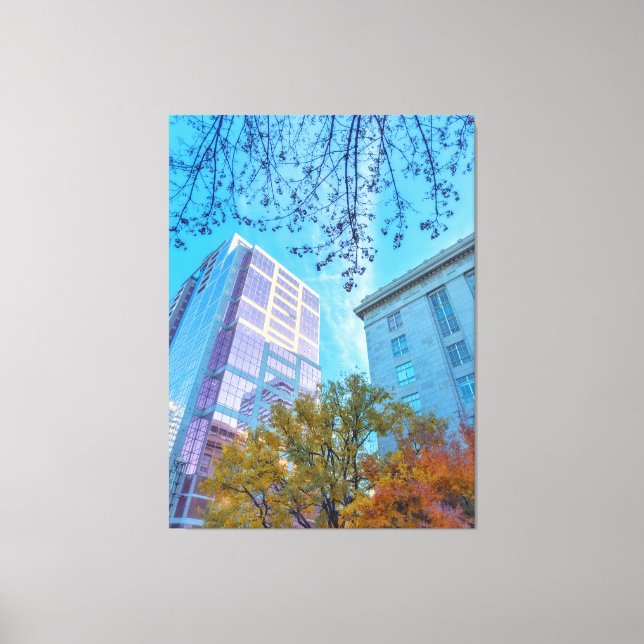 Cityscape med Fall Foliage Canvastryck (Framsida)
