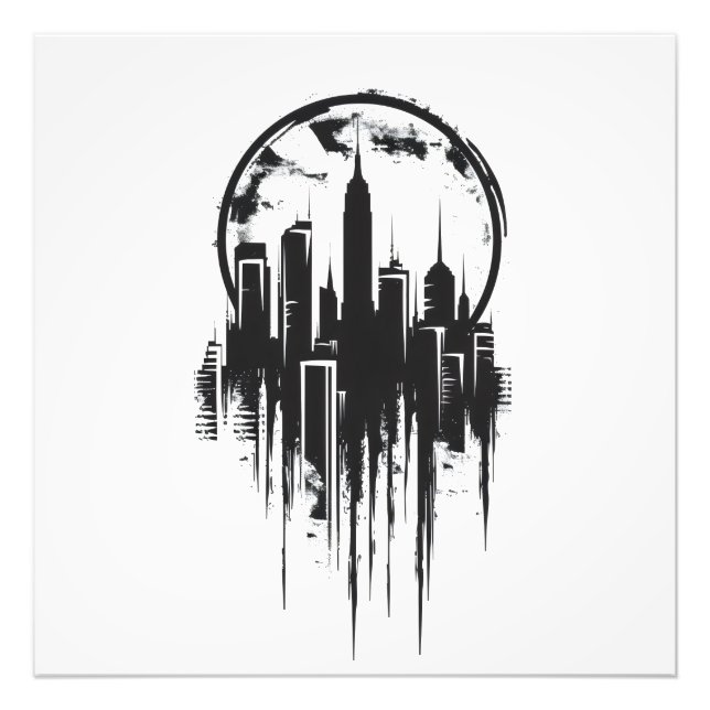 Cityscape Monokromatisk Logotyp Fototryck (Framsidan)