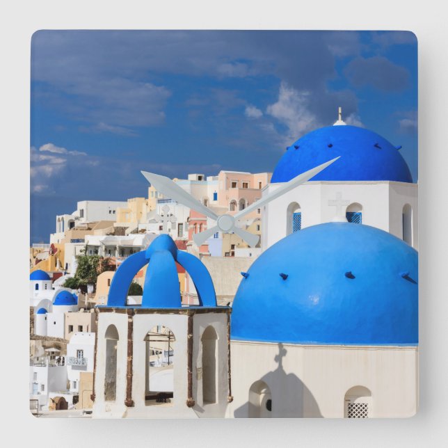 Cityscape of Santorini, Grekland Fyrkantig Klocka (Framsida)