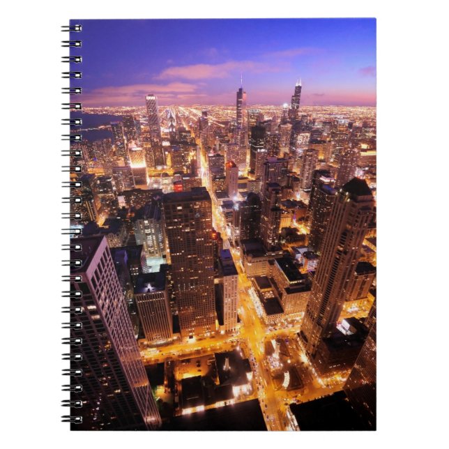 Cityscape på natten av Chicago Anteckningsbok (Framsidan)