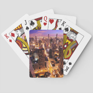 Cityscape på natten av Chicago Casinokort